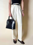 Pantalon vintage en laine et cachemire crème Ellen Tracy