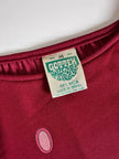 Maxi abito vintage Gottex in cpêpe amarena con maxi pois irregolari rosa