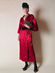 Kimono rosso bordeaux in tessuto Jacquard