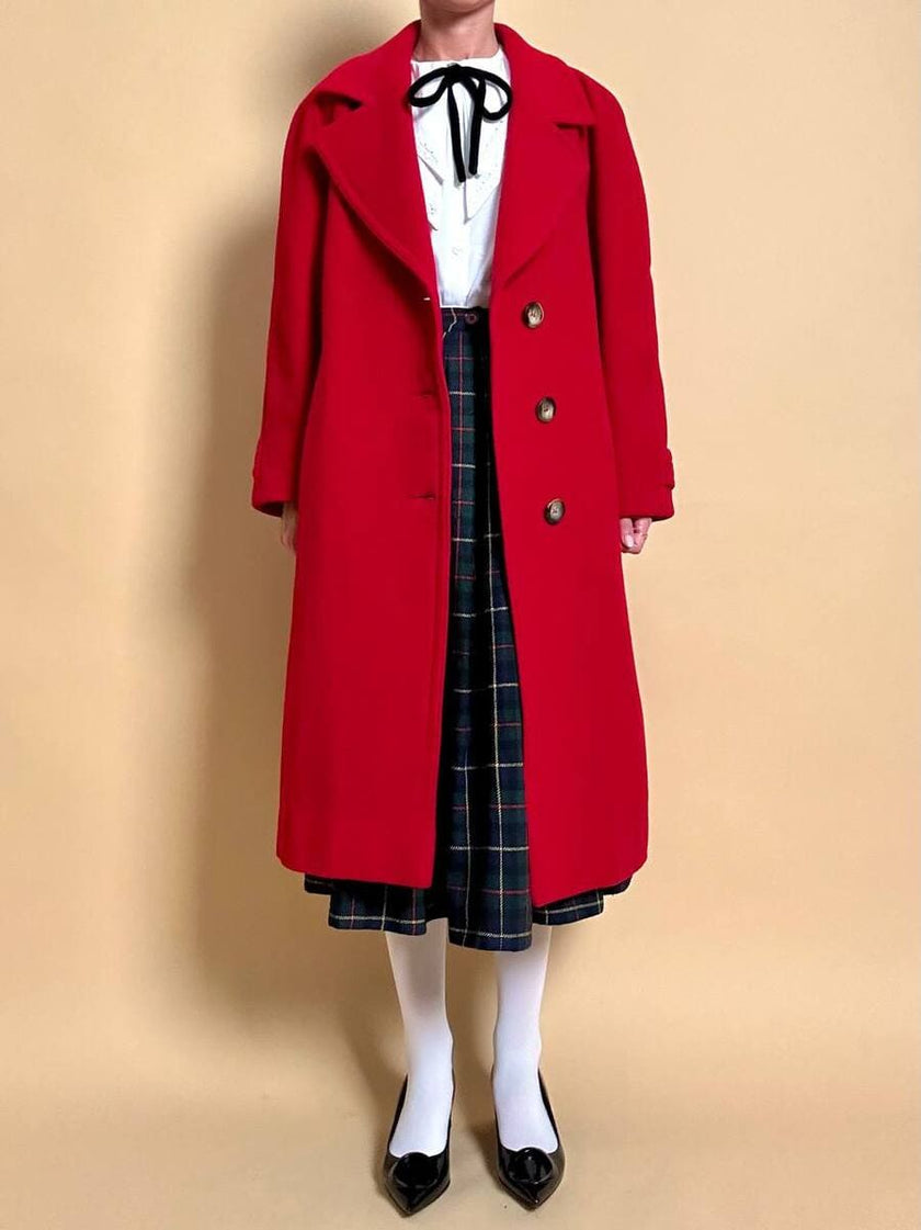 Cappotto in drap di lana rosso vivo
