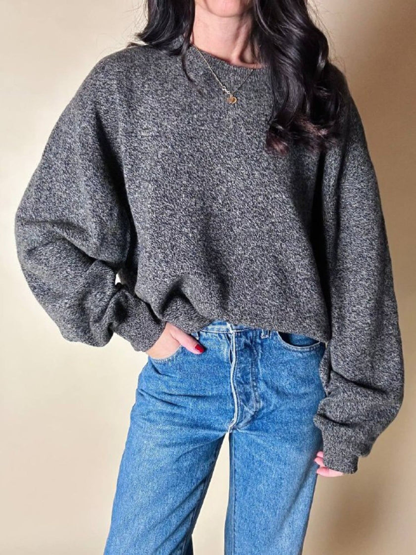 Maglione vintage Ballantyne modello oversize in lana grigio mélange