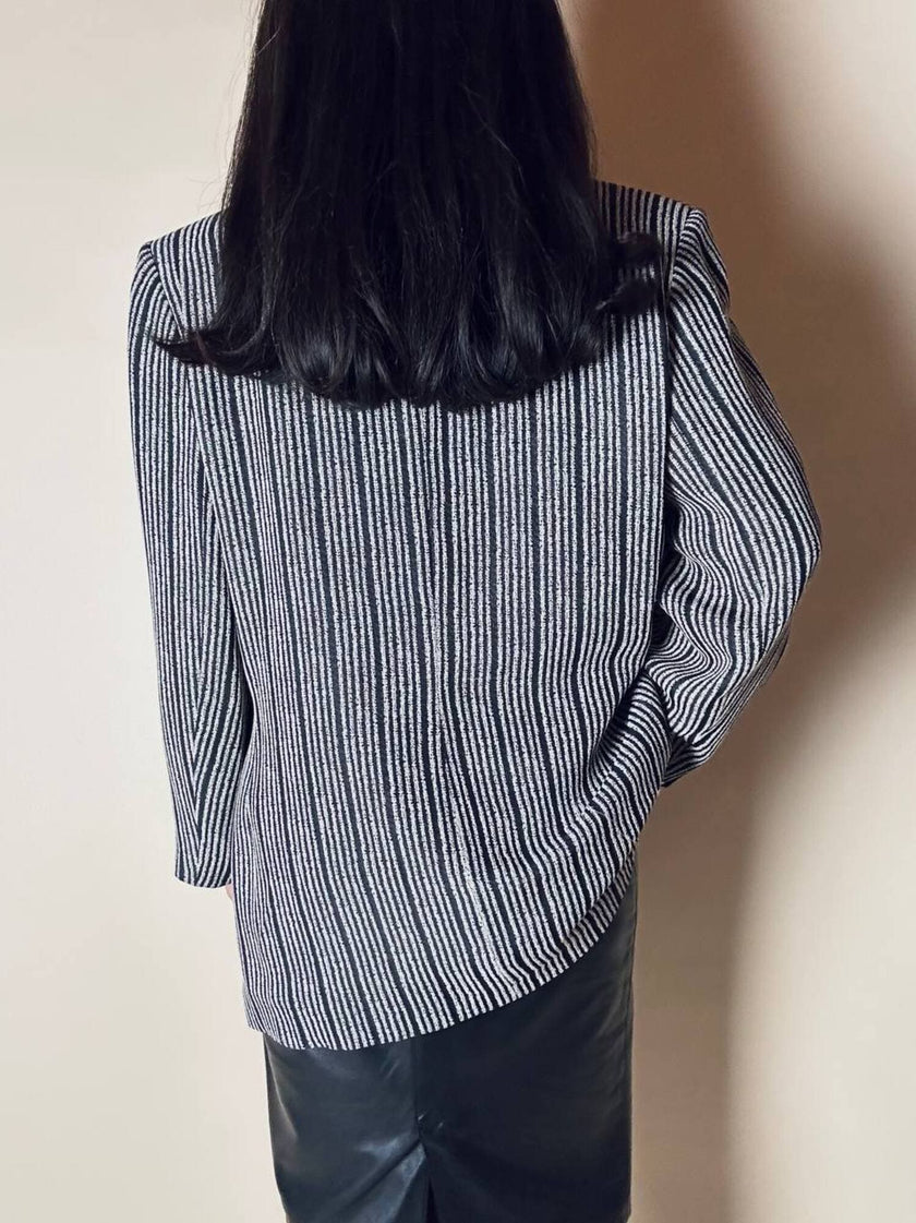 Blazer vintage Yves Saint Laurent a righe verticali panna e nero