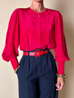 Pantalones Yves Saint Laurent Rive Gauche modelo de talle alto en lana azul marino