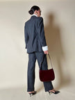 Tailleur gessato giacca/pantalone in lana grigio antracite “Antonio Fusco”