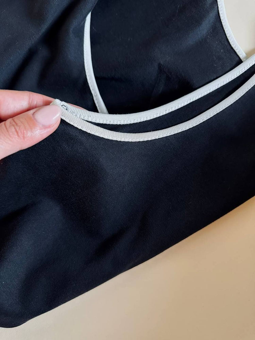 Canottiera in cotone nero con maxi logo ricamato “Yves Saint Laurent”