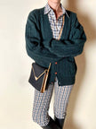 Cardigan Yves Saint Laurent in lana verde inglese con bottoni berlebeck