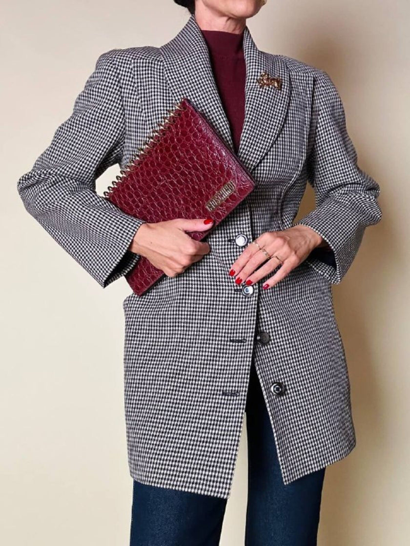 Blazer sciancrato in lana pied de poule “Rifat Ozbek”