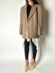 Blazer vintage Yves Saint Laurent in lana cachi doppiopetto con bottoni logati oro