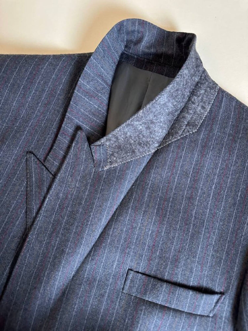 Tailleur gessato in lana grigio antracite “Yves Saint Laurent”