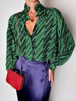 Borsa vintage Sgargi forma ottagonale in lizard rossa con tracolla in catena