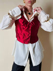 Gilet rosso in shantung di seta con incrocio sulla schiena