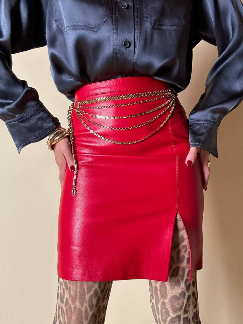 Minigonna in pelle rossa “Alta Moda Firenze”