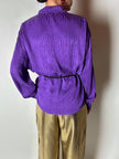 Camicia vintage Gianni Versace in seta goffrata viola con maxi tasca