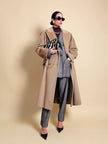 Cappotto doppiopetto in drap di lana cammello 