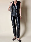 Pantalone vintage Gucci modello a sigaretta in pelle nera