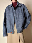Bomber Yves Saint Laurent in lana grigio mélange con bottoni color cuoio