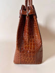 Maxi borsa in pelle stampa coccodrillo color cuoio