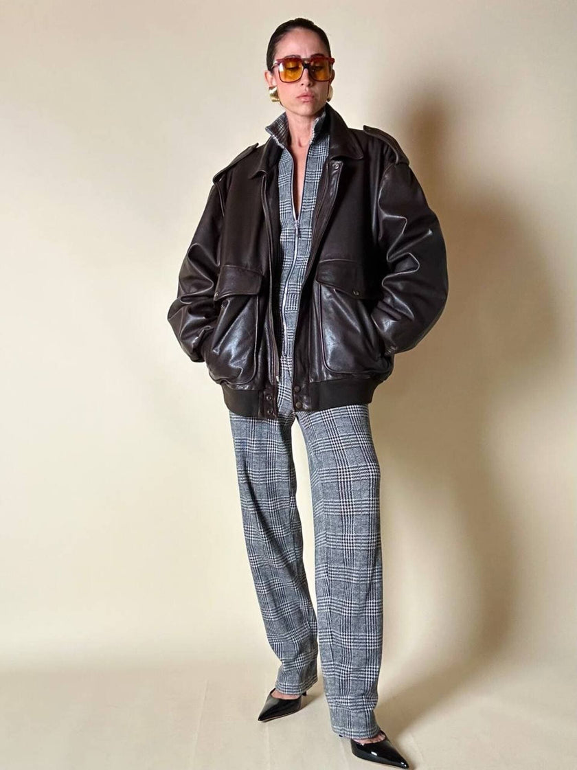 Jumpsuit in misto lana fantasia principe di Galles