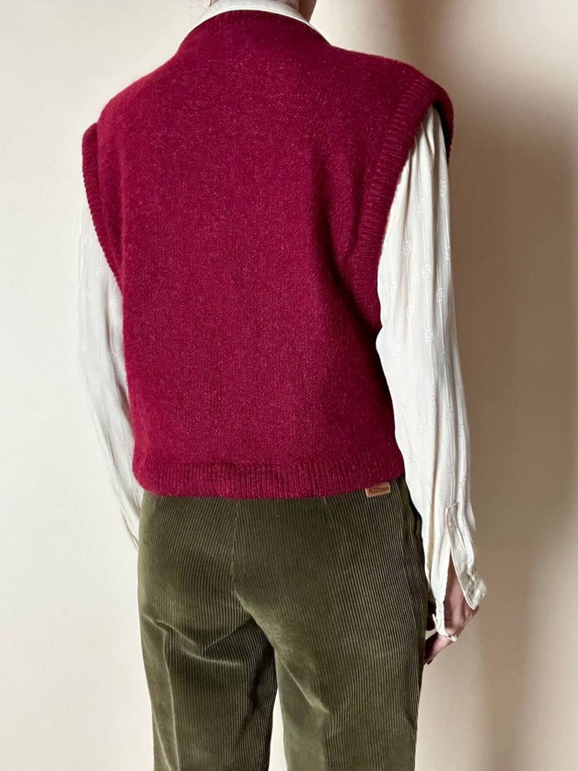 Gilet Yves Saint Laurent Tricot in lana Borgogna