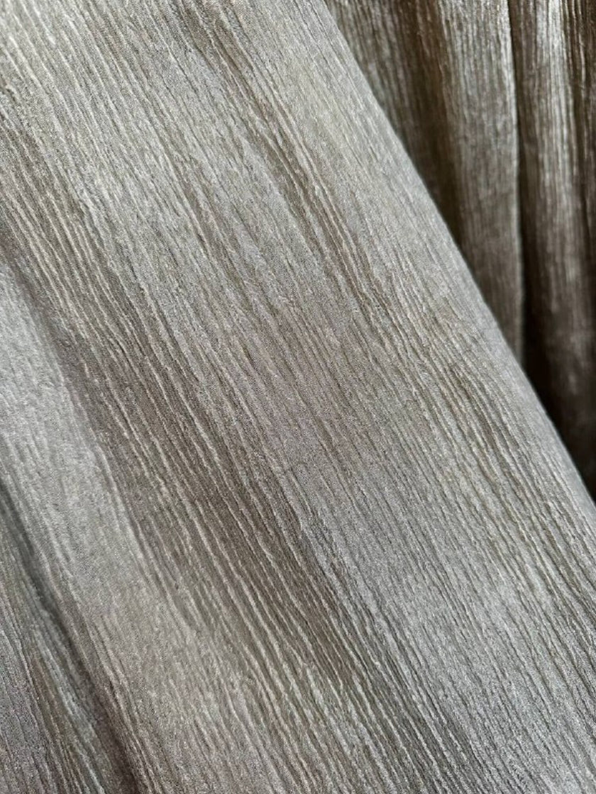 Pantalone a palazzo vintage Emporio Armani in seta goffrata champagne operata con filo metallico