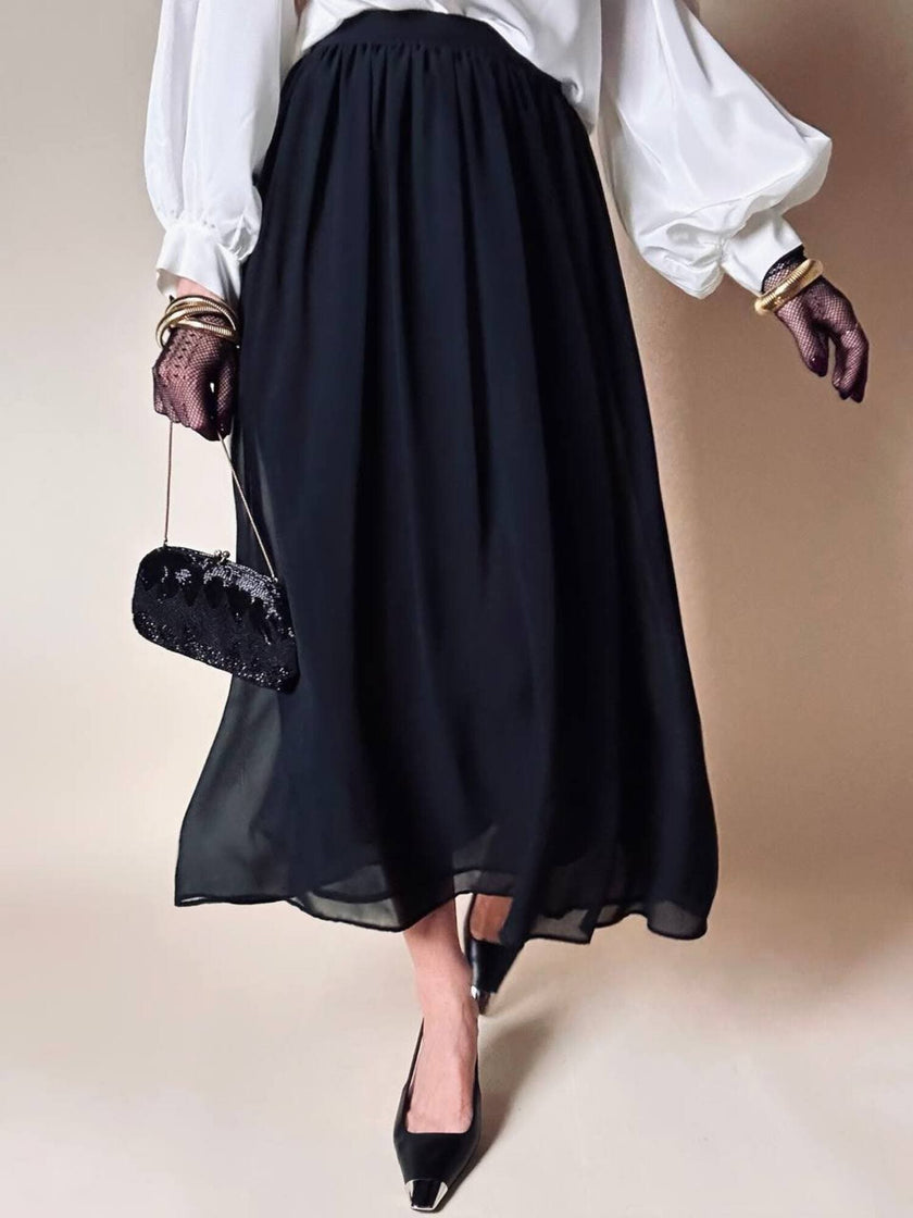 Gonna vintage Yves Saint Laurent in voile nero