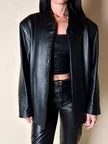 Giacca vintage in pelle nera con zip Michael Hoban North Beach Leather