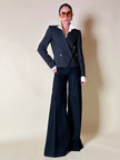 Mini blazer doppiopetto gessato in lana nera “Salvatore Ferragamo”