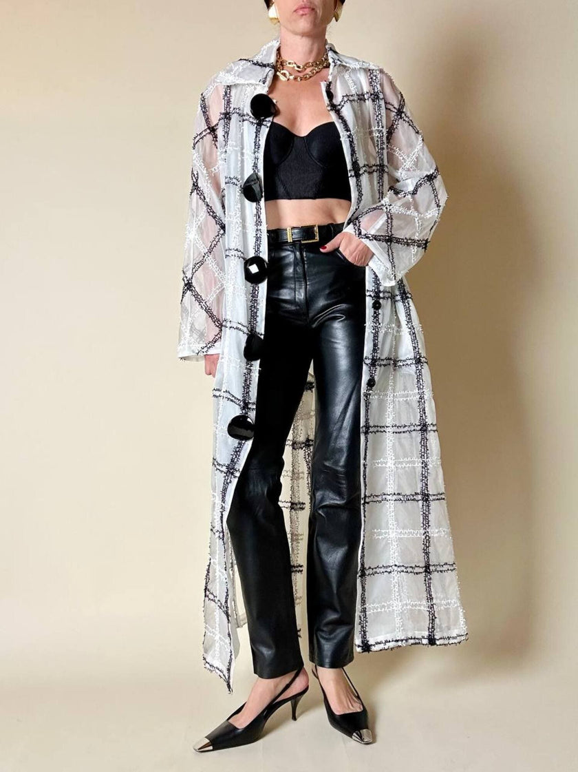 Pantalone a cinque tasche in pelle nera “Carla Falleri”