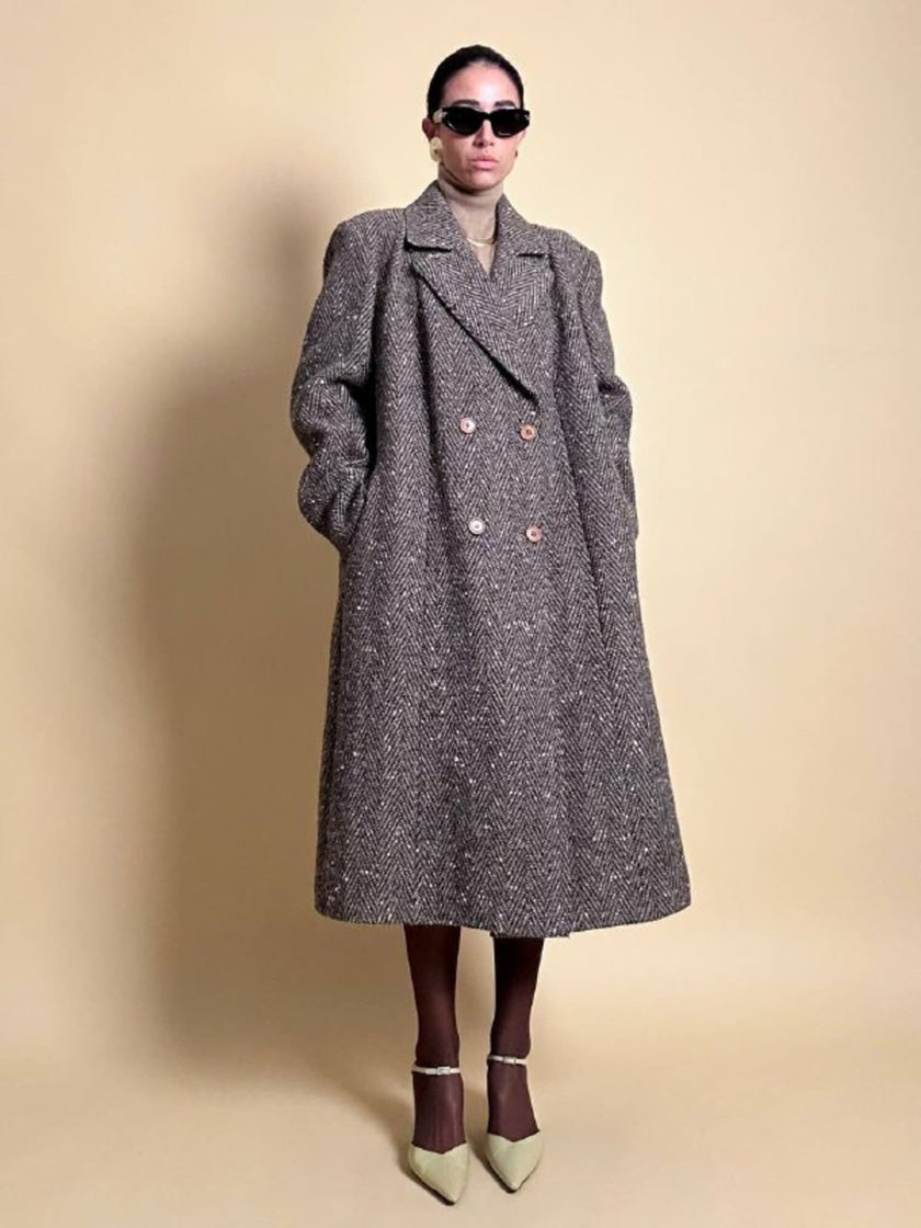 Cappotto Elena Miròin lana boutonné con motivo spinato