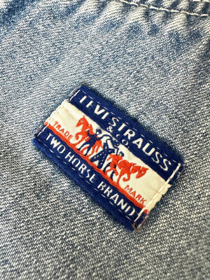 Salopette vintage Levi Strauss orange tab in denim chiaro slavato