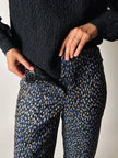 Pantalone a trombetta Merchant Archive in jacquard lamé bluette nero e oro