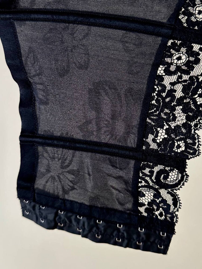Bustier nero in tessuto operato con dettaglio in pizzo “La Perla”