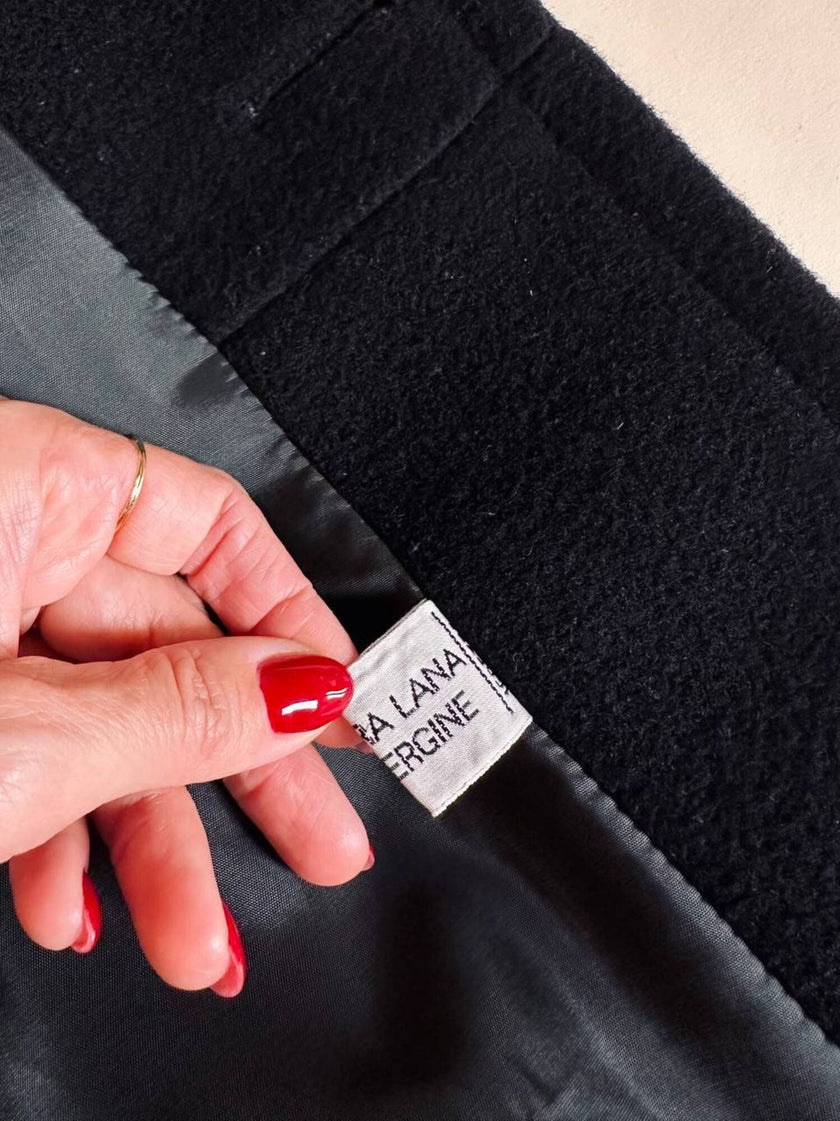 Cappotto doppiopetto oversize in lana nera