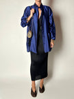 Giacca-camicia vintage in tessuto jacquard bluette