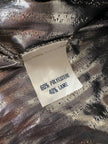 Camicia oversize in lamé argento lavorata a righe