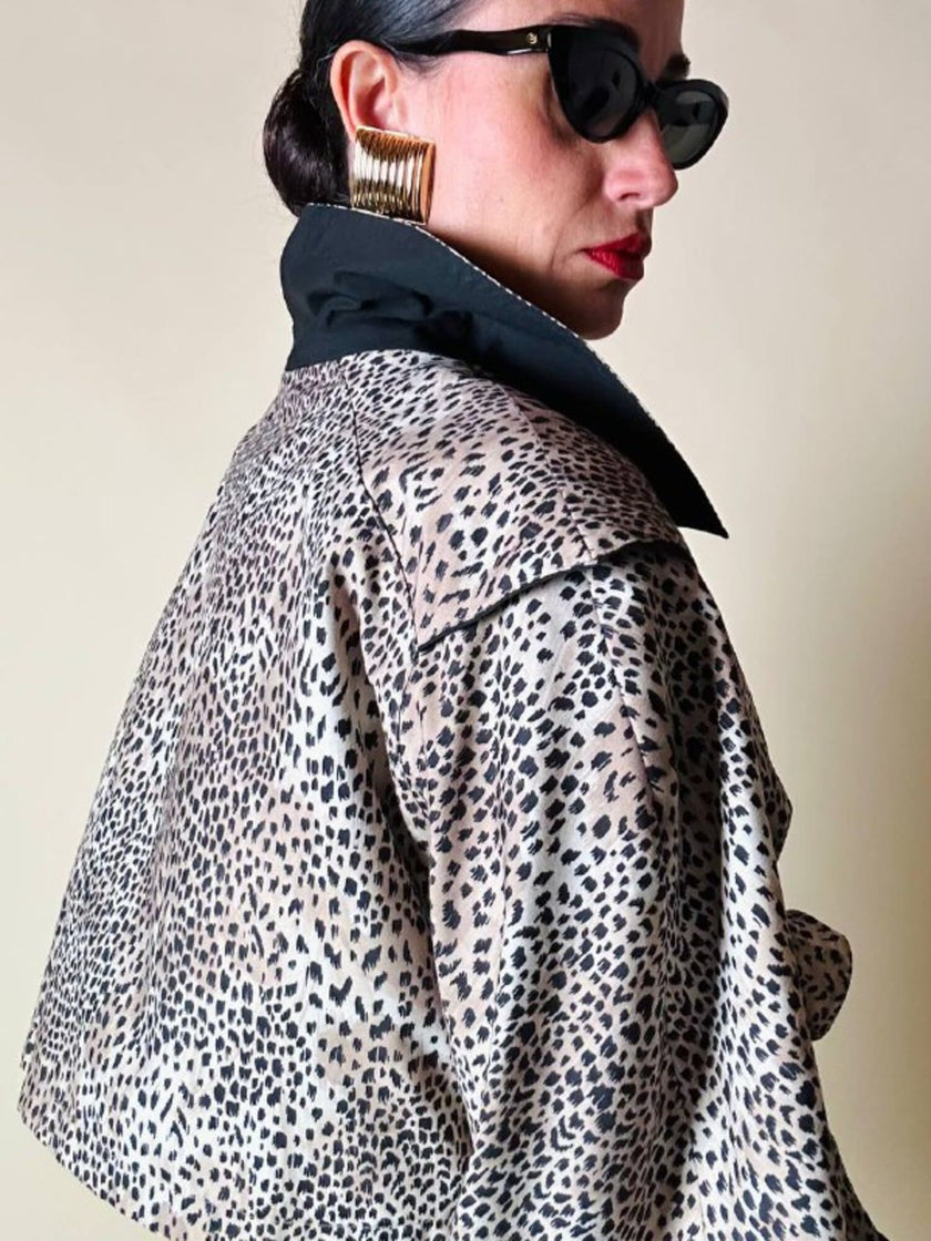 Trench oversize fantasia micro leopardo 