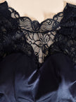 Body a manica lunga con scollo a cuore in lycra e pizzo nero “Faber”