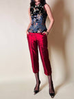 Qipao top in raso jacquard nero fantasia cinese