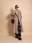 Cappotto doppiopetto in drap di lana cammello 