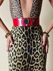 Cintura in pelle rossa I love ? “Moschino Jeans”