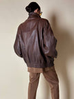 Bomber aviator in pelle color cioccolato “Laps”