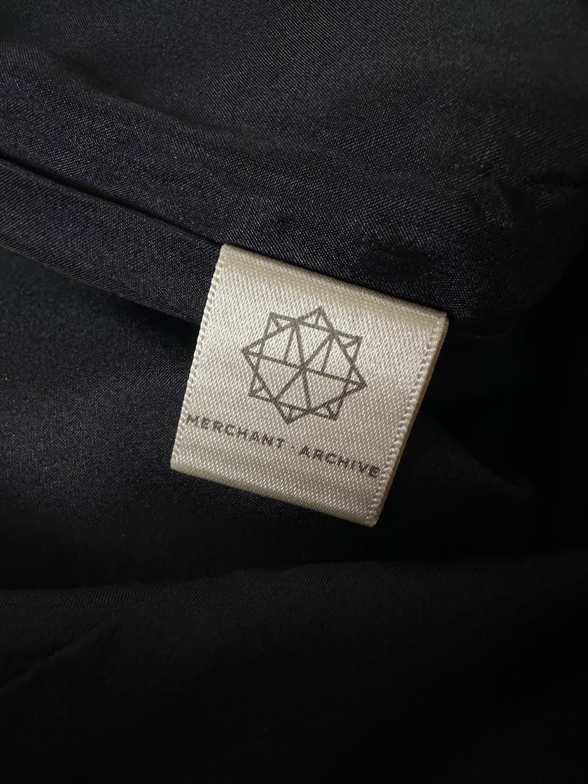 Pantalone a trombetta Merchant Archive in jacquard lamé bluette nero e oro