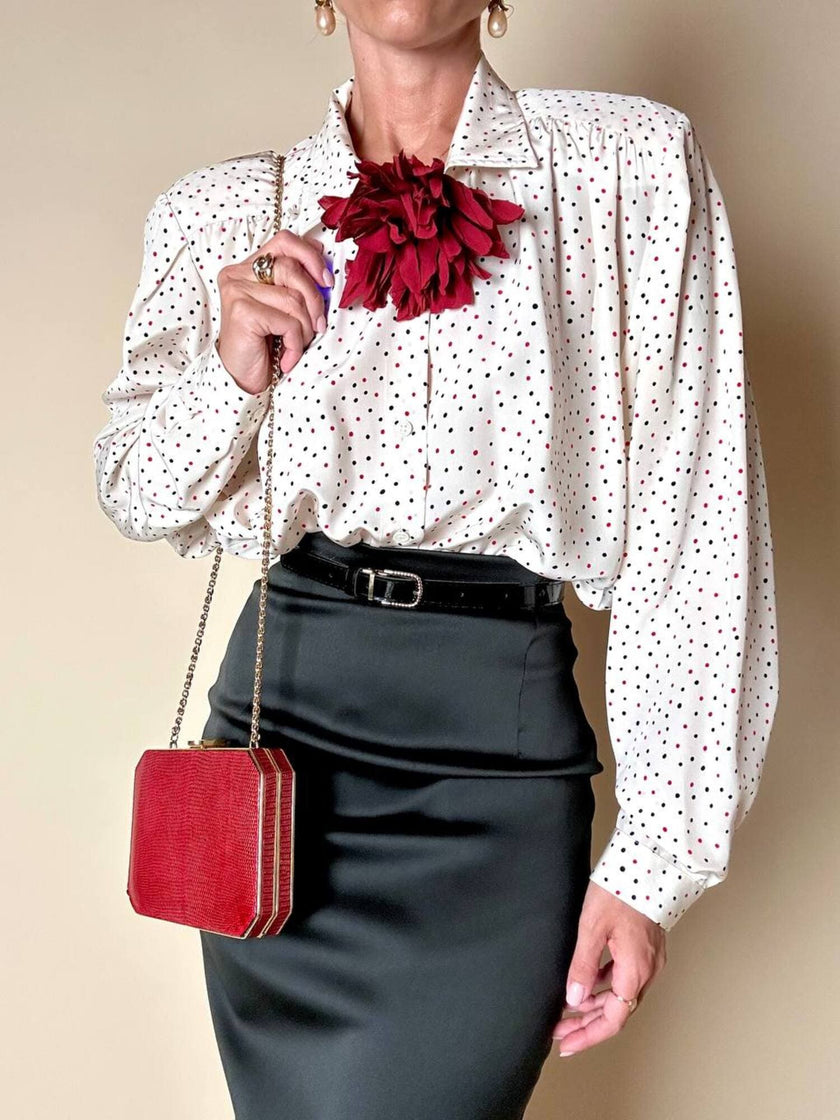 Borsa vintage Sgargi forma ottagonale in lizard rossa con tracolla in catena