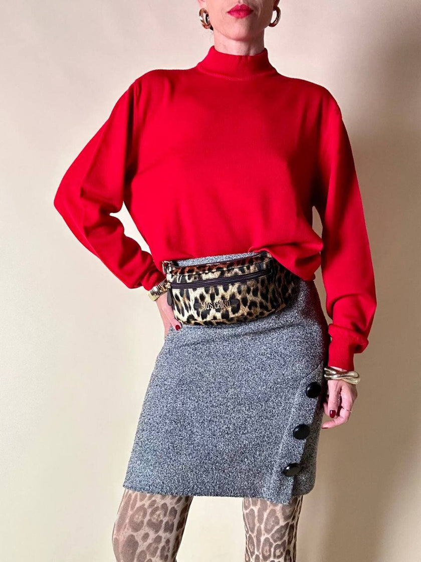 Marsupio in raso leopardato “Moschino”