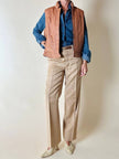 Gilet in pelle Frye color cuoio con impunture verticali