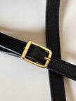 Borsa Bandoulière vintage Yves Saint Laurent in tessuto nero plastificato con riporti in pelle