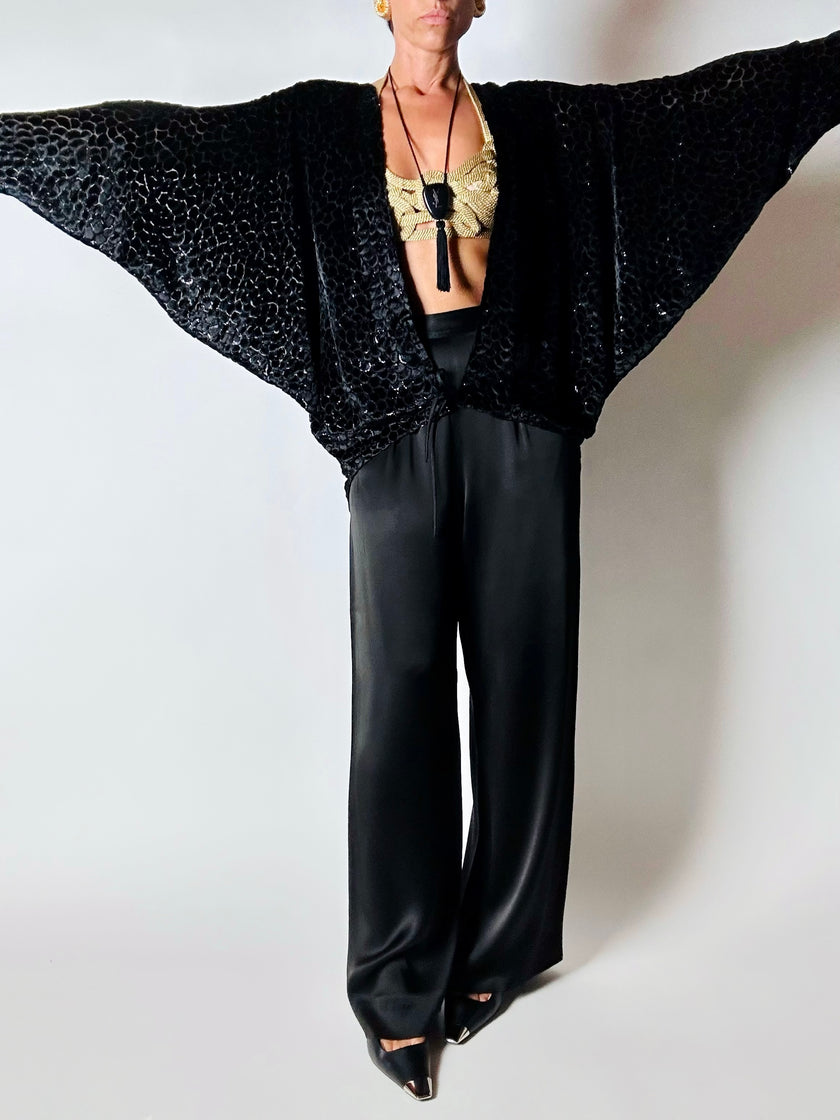 Giacca vintage Valeria Ferri in velluto di seta dévoré nero e lurex