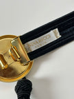 Cintura vintage Nina Ricci Paris in passamaneria elastica nera con fibbia gioiello e nappa couture