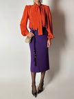 Gonna longuette Letizia De Meo in maglia viola a coste