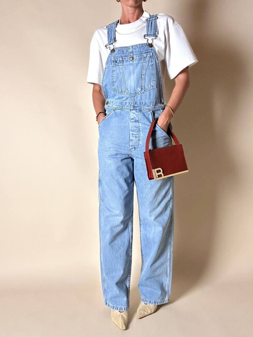 Salopette vintage Levi Strauss orange tab in denim chiaro slavato